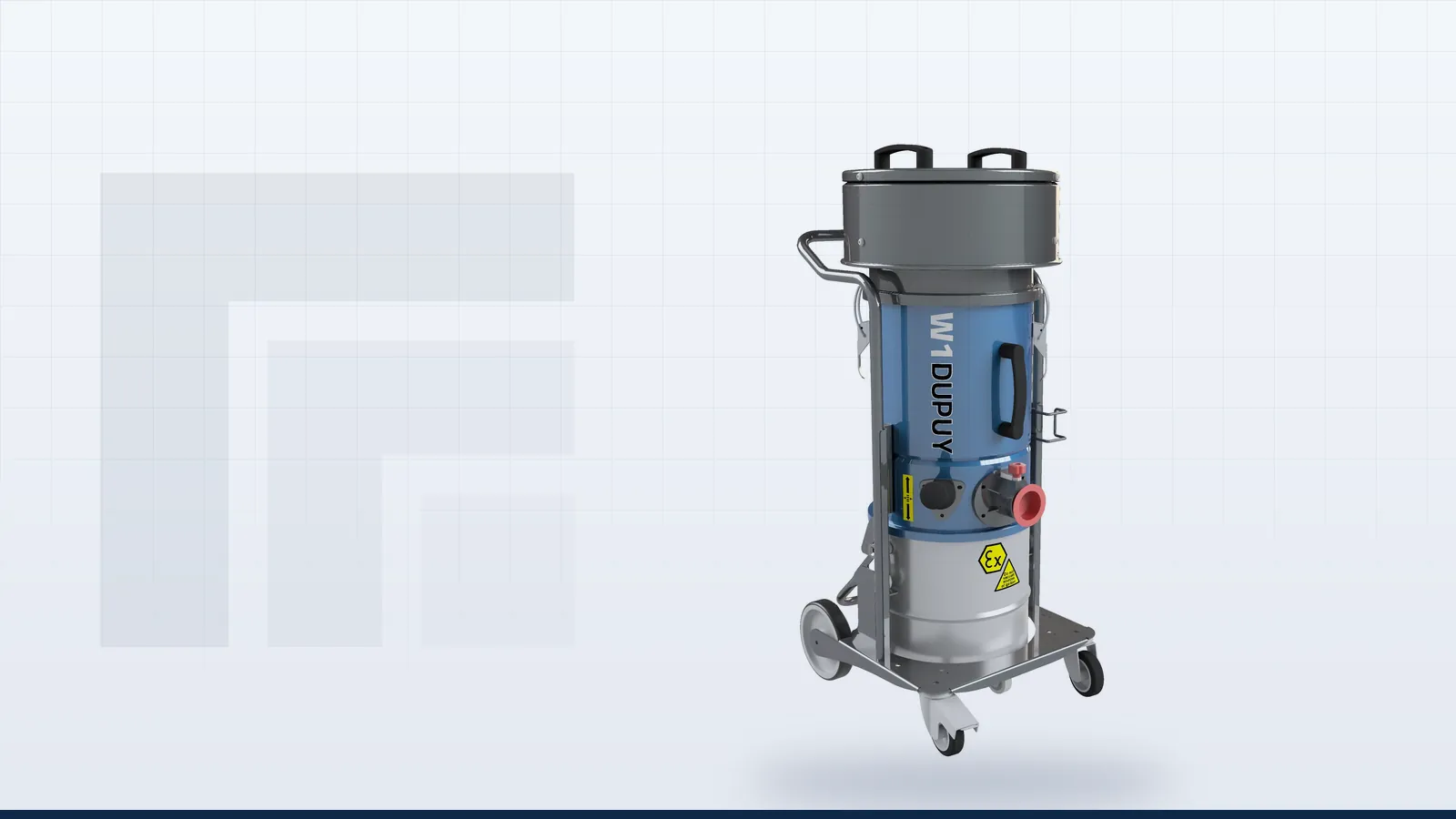Industrial vacuum model marked for ATEX use, shown as a product