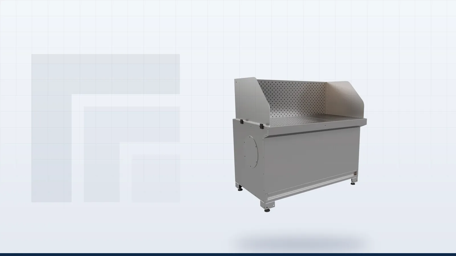 Extraction bench with side screens for capturing powder at the source in pharmaceutical process dust extraction