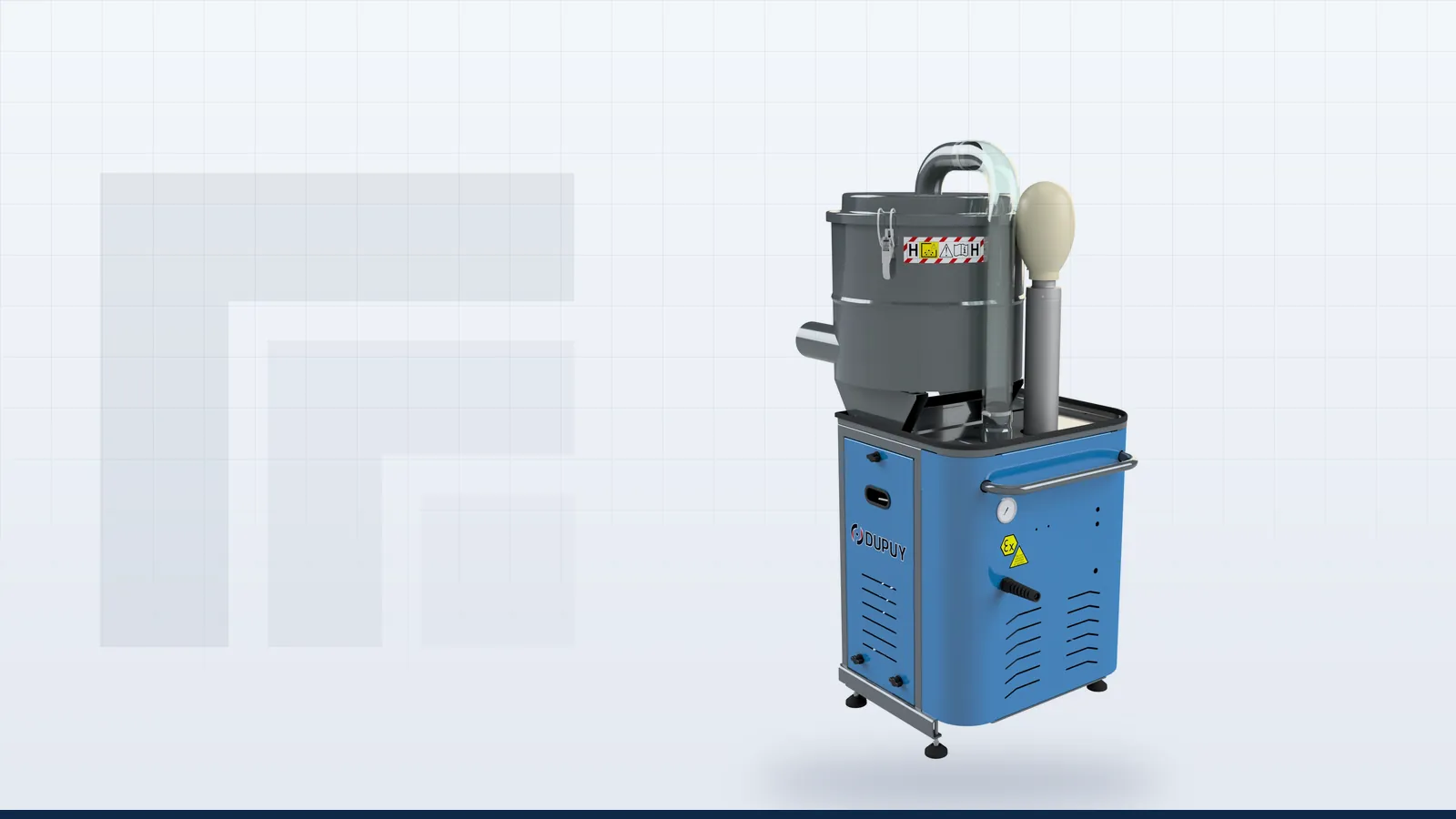 Central vacuum system power unit with separator for a factory vacuum network