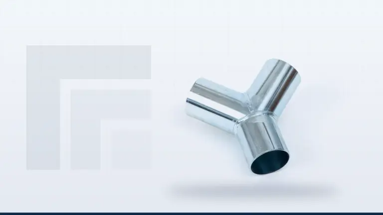 Y-branch steel pipe fitting for a central vacuum network that collects plastics compounding dust and pellets